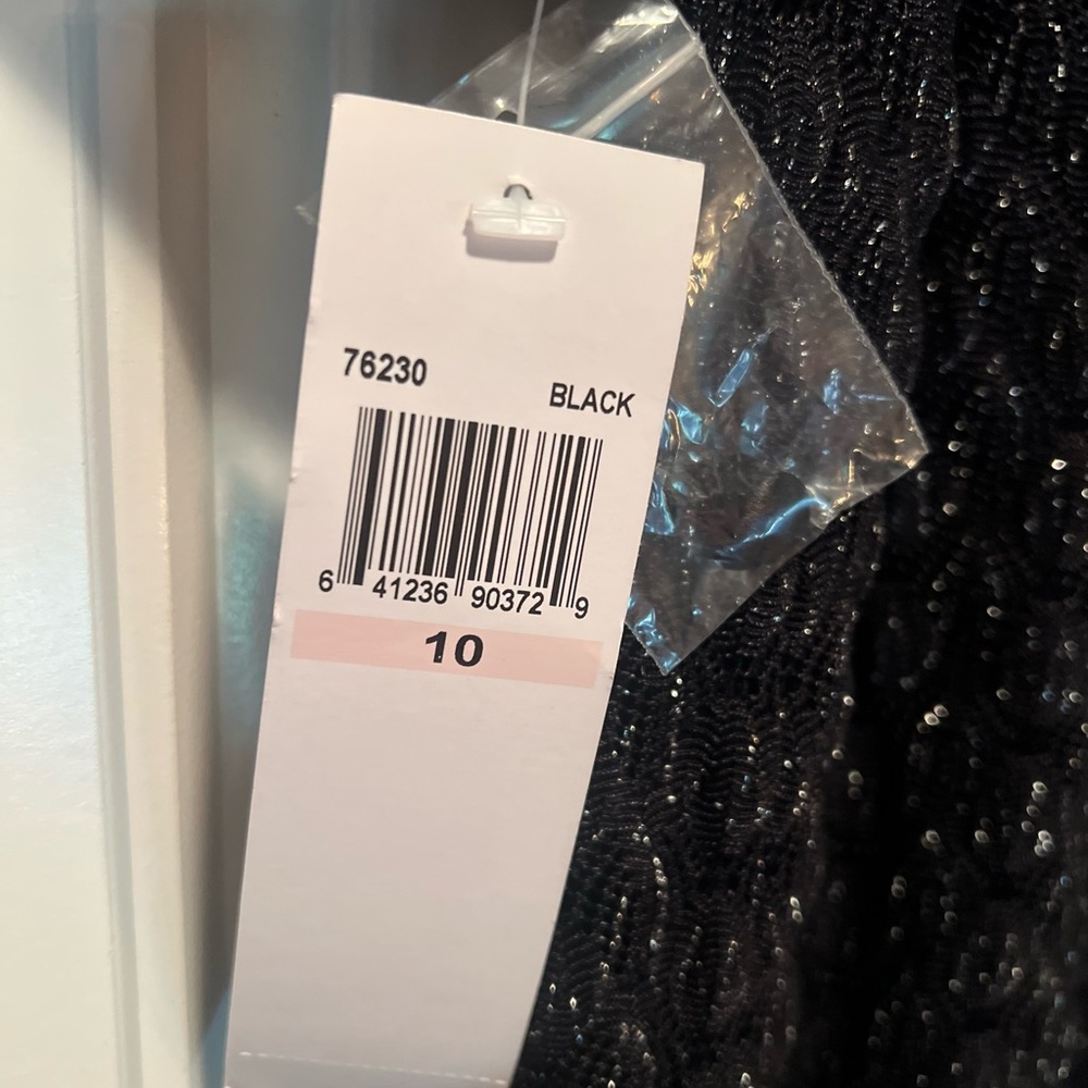 Women’s Cocktail Little Black Dress - Black with Silver Threading - Picture 6 of 7